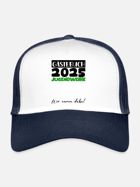 Jugendweihe 2025 Livre d’or Cadeau Filles Garçons - Casquette trucker  - blanc/marine - Devant