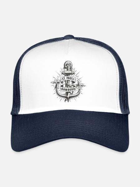 St. Pauli Anker Reeperbahn Kiez - Casquette trucker  - blanc/marine - Devant