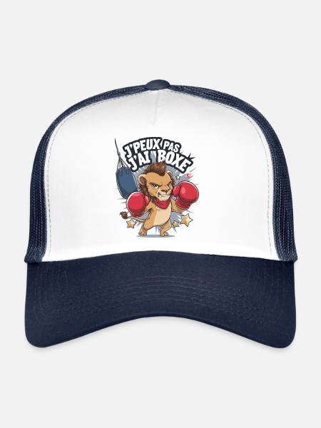 Je peux pas j'ai boxe - Casquette trucker  - blanc/marine - Devant