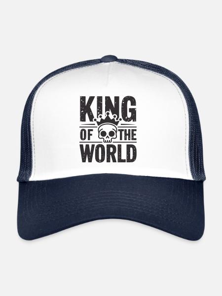 Skull and crossbones with crown King of the World - Trucker Cap - white/navy - Front