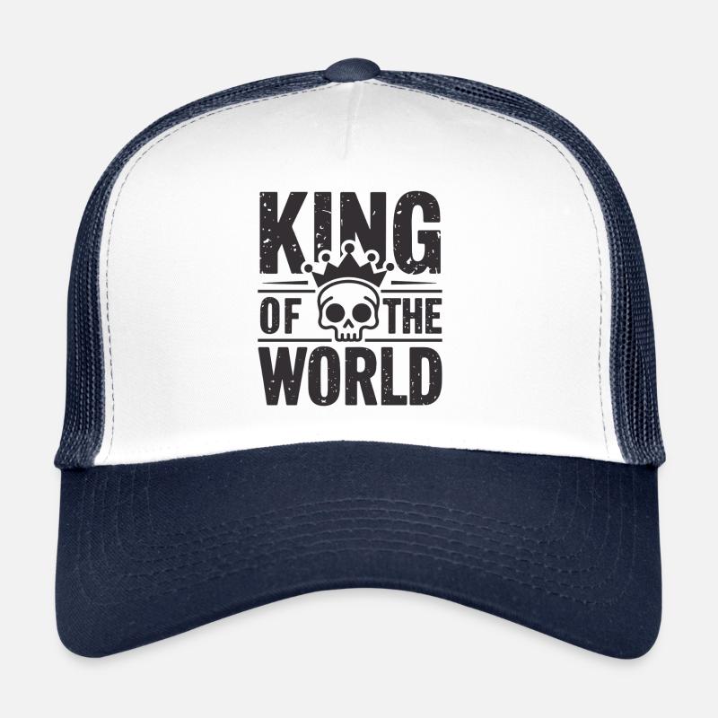 Crâne et os croisés avec couronne Roi du Monde Casquette trucker 