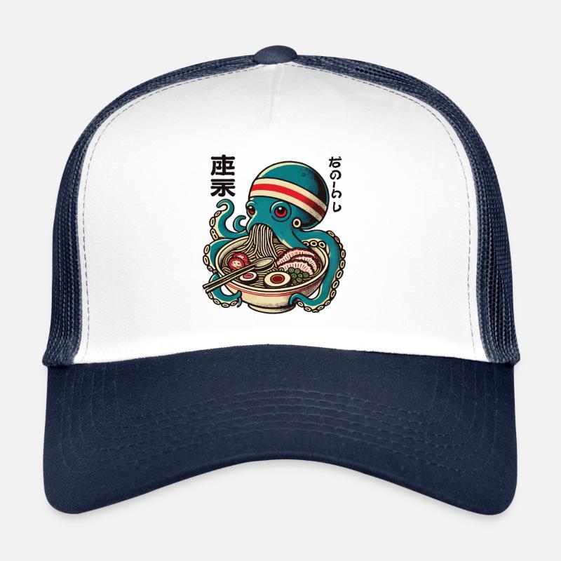 Japanese Anime Ramen Noodles Retro Octopus Trucker Cap