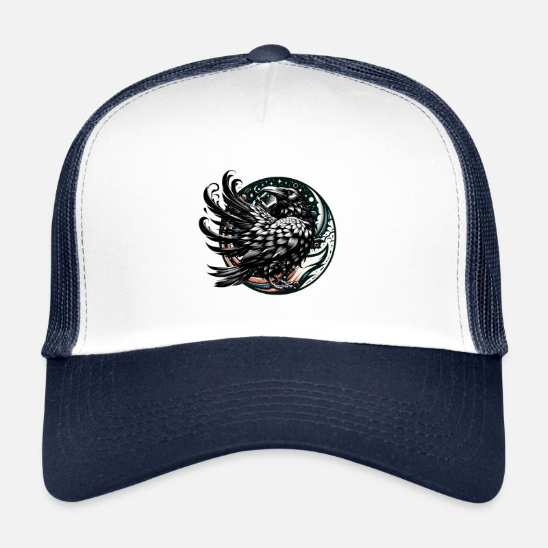 Halloween Rabe Raben Krähe Krähen - Trucker Cap - Weiß/Navy