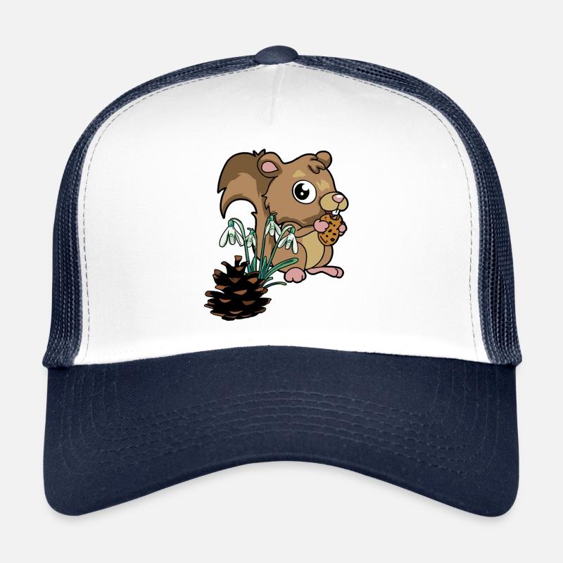 Animaux de la forêt Printemps Écureuil Perce-neige Casquette trucker 