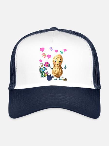 Cacahuète Printemps Jardin Fleurs Enfants - Casquette trucker  - blanc/marine - Devant