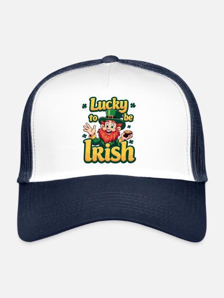 Lucky to be Irish – St. Patrick's Day Leprechaun - Trucker Cap - white/navy - Front