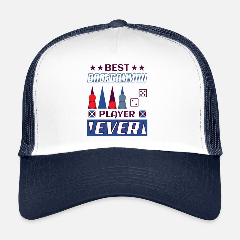 Backgammon Spiel - Trucker Cap - Weiß/Navy