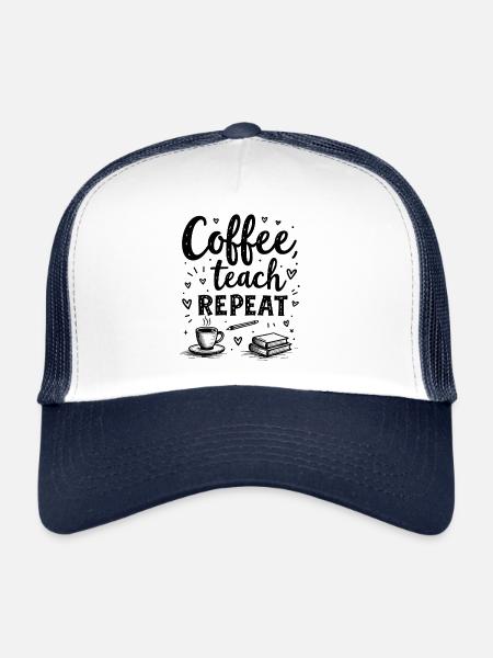 CoffeeTeach Repeat – Formation des formateurs d’enseignants - Casquette trucker  - blanc/marine - Devant