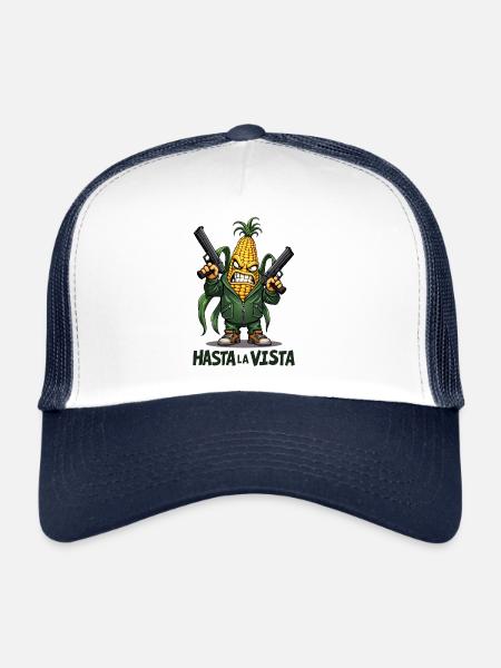 Gangster Corn Hasta La Vista – Corn on the Cob Gangster - Trucker Cap - white/navy - Front