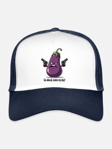 Badass Aubergine – Go Ahead, Make My Day - Trucker Cap - white/navy - Front