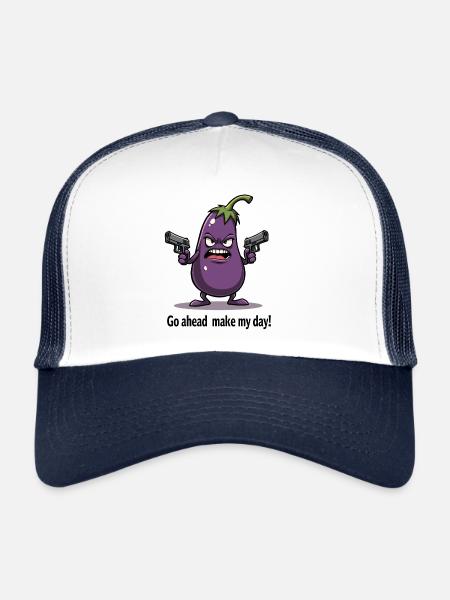 Badass Aubergine – Go Ahead, Make My Day - Trucker Cap - white/navy - Front