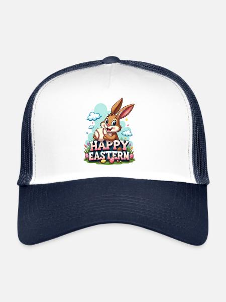 Baseball Happy Eastern Easter Bunny Sport - Trucker Cap - white/navy - Front