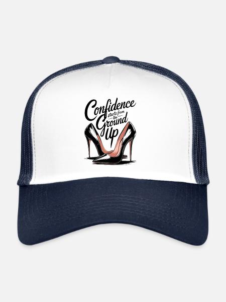 La confiance commence à partir de la base jusqu’aux talons hauts - Casquette trucker  - blanc/marine - Devant