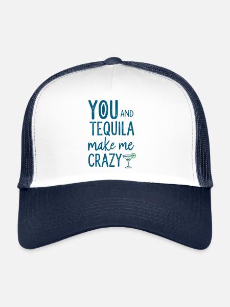 Tequila Party Saying Quote - Trucker Cap - white/navy - Front