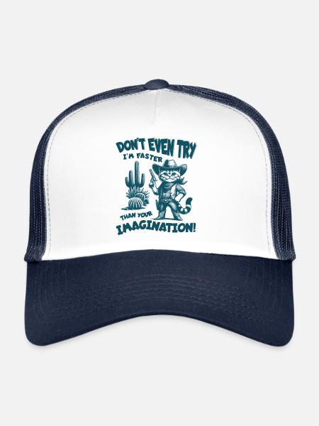N’essayez même pas Je suis plus rapide que ton imagination - Casquette trucker  - blanc/marine - Devant