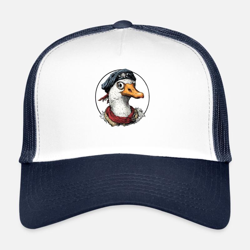 Lustiges Abenteuer: Piraten Gans - Trucker Cap - Weiß/Navy
