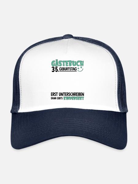 Livre d’or 35 Signe d’anniversaire pour enfants - Casquette trucker  - blanc/marine - Devant