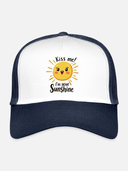 Embrasse-moi Je suis ton soleil soleil été - Casquette trucker  - blanc/marine - Devant