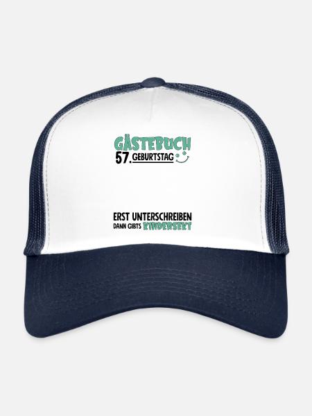 Livre d’or 57 Signe d’anniversaire pour enfants - Casquette trucker  - blanc/marine - Devant