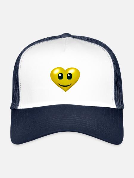 Gold Colors Heart Hearts Face Emotion - Trucker Cap - white/navy - Front