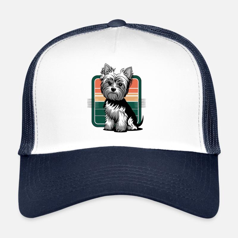 Mignon Yorkshire Terrier sur fond rétro Casquette trucker 