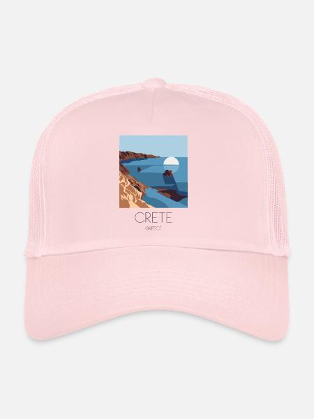 Crete Greece Souvenir: Mediterranean - Trucker Cap - pale pink - Front
