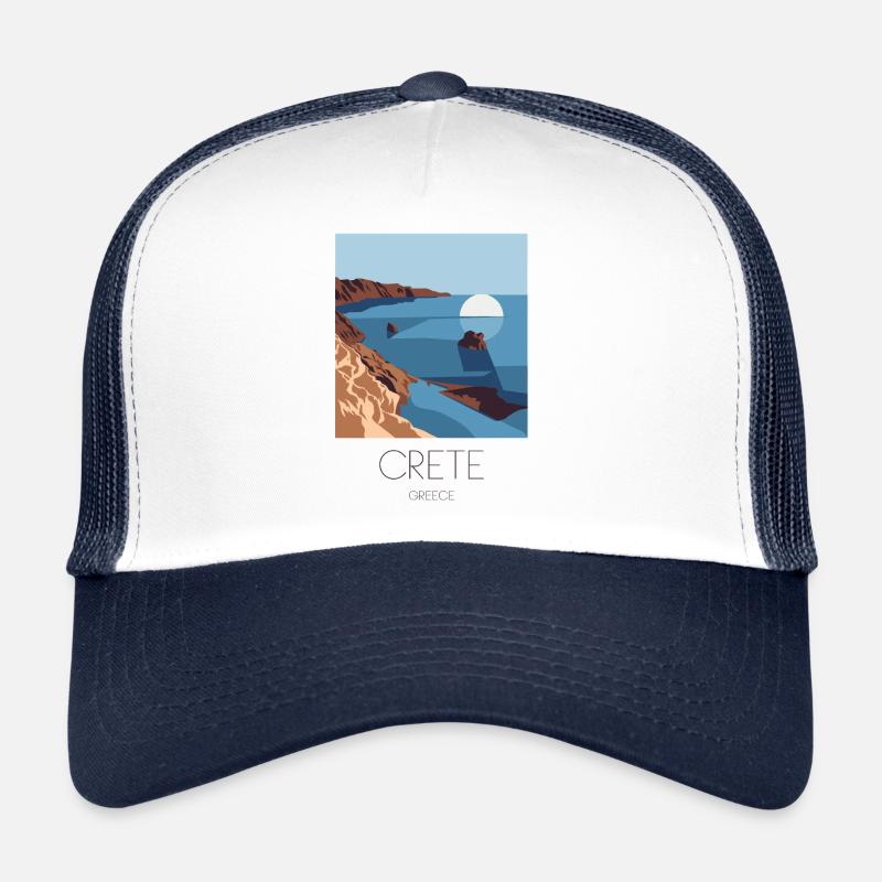 Kreta Griechenland Souvenir: Mediterranes - Trucker Cap - Weiß/Navy