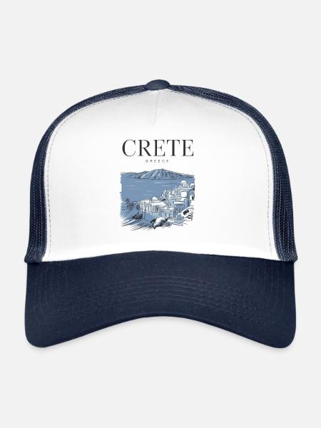 Grete Grèce Souvenir Crète Île Panorama - Casquette trucker  - blanc/marine - Devant