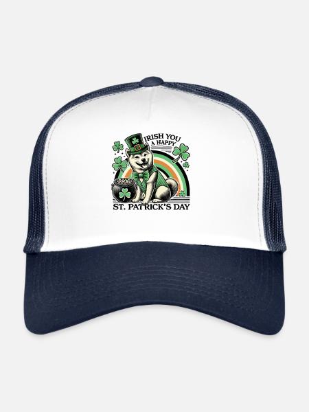 Joyeux chien de la Saint-Patrick - Casquette trucker  - blanc/marine - Devant