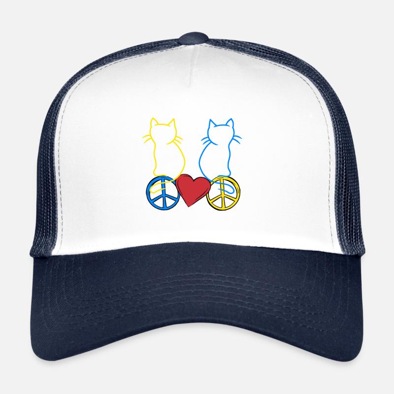Katzen Peace Herz Frieden Ukraine Retro Trucker Cap