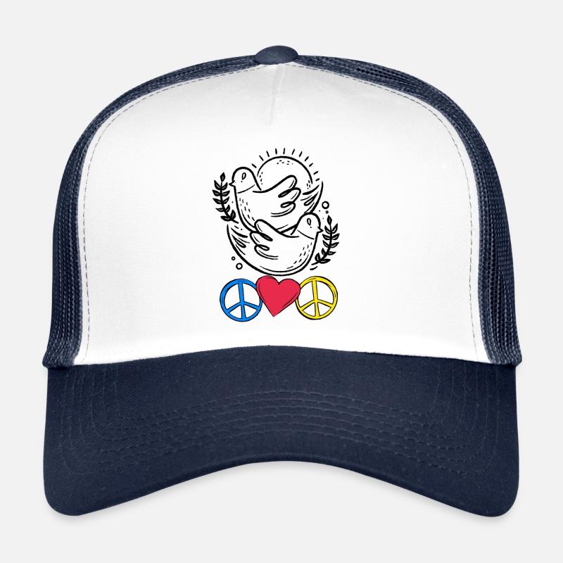 Friedenstauben Peace Herz Frieden - Trucker Cap - Weiß/Navy