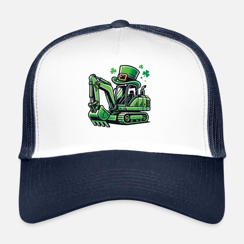 Excavatrice avec chapeau Saint-Patrick Enfants - Casquette trucker  - blanc/marine