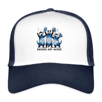 Dachse Auf Achse Party Freunde Crew - Trucker Cap - Weiß/Navy - Vorne