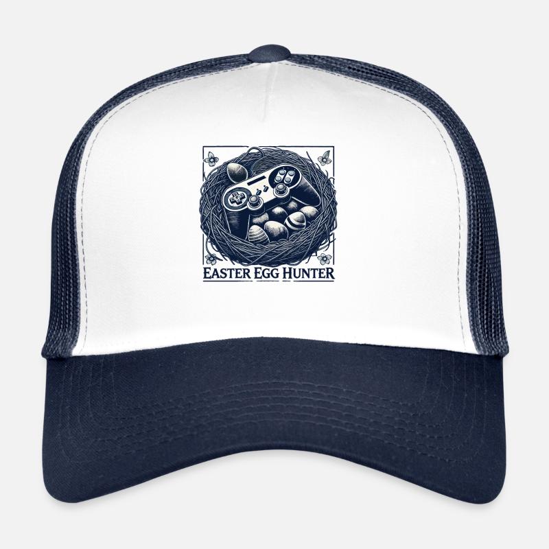 Gaming Osterei Jäger Retro Videospiel - Trucker Cap - Weiß/Navy