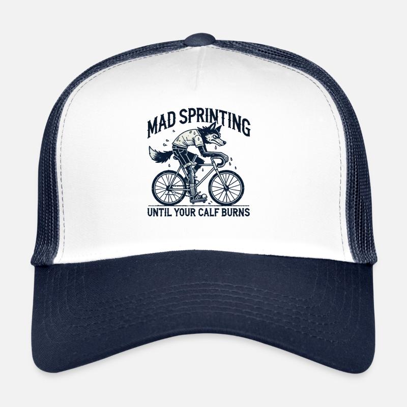 Mad Sprinting Bicycle Wolf Calf Burns Trucker Cap