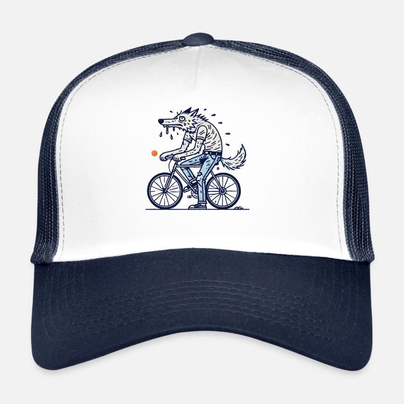 Vélo loup sur la roue aventure Casquette trucker 