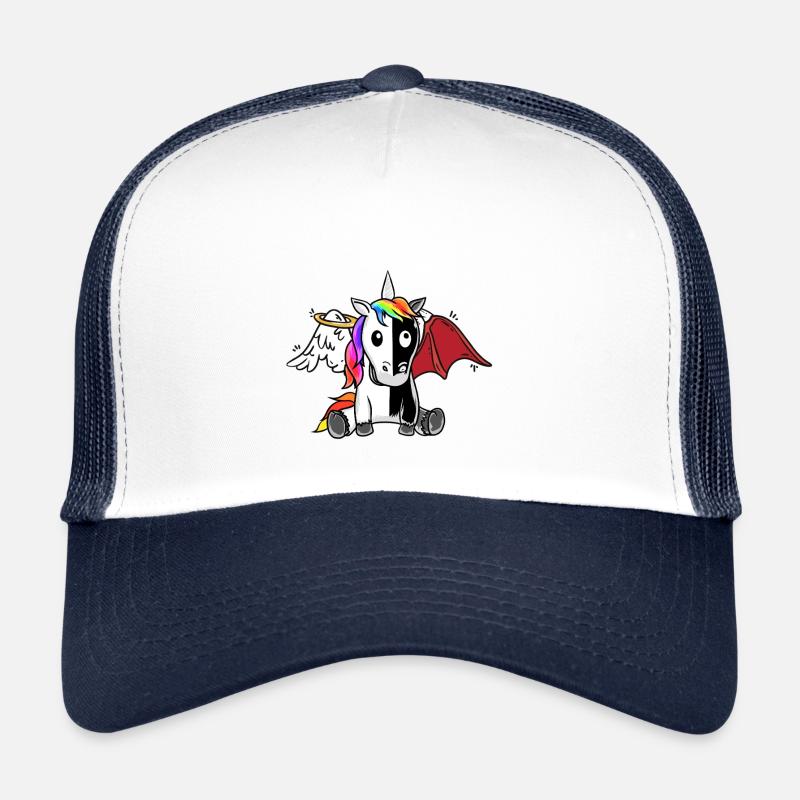Einhorn Einhörner Teufel Engel Fabelwesen - Trucker Cap - Weiß/Navy