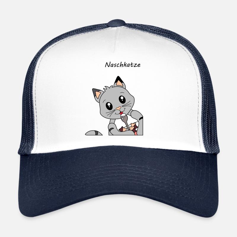 "Naschkatze" - Katze beim Frühstücken Trucker Cap