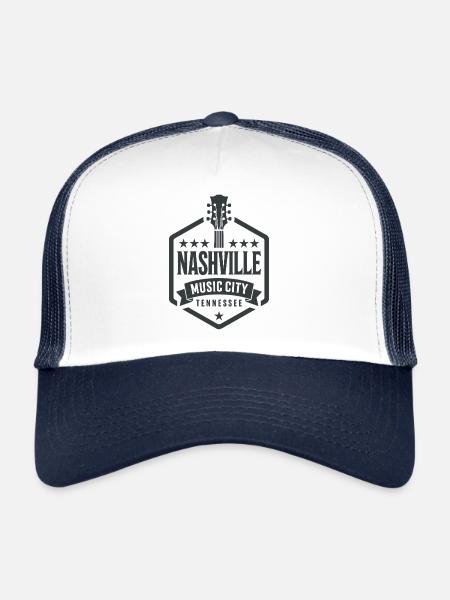 Nashville Music City Gitarre Tennessee - Trucker Cap - Weiß/Navy - Vorne