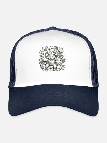 Amateurs de café de Pâques Café de lapin de Pâques - Casquette trucker  - blanc/marine - Devant