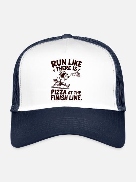 Run like a marathon runner, pizza at the finish - Trucker Cap - white/navy - Front