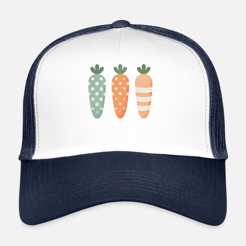Cute Easter Carrots Pastel Stripe Dots Trucker Cap