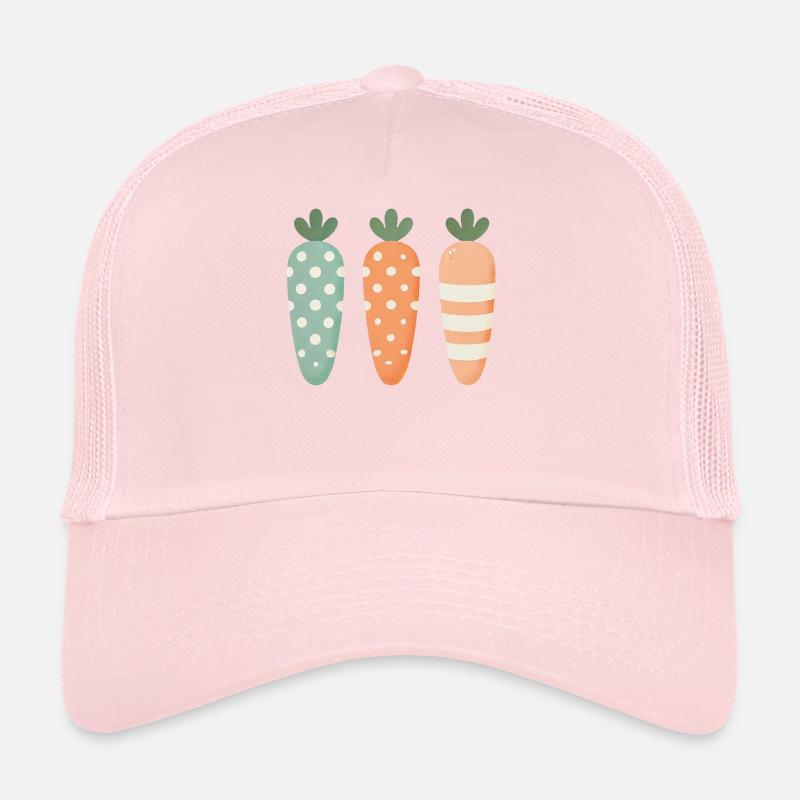 Mignons Carottes de Pâques à pois à rayures pastel Casquette trucker 