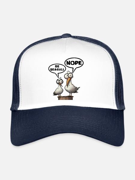 Be Seagull Fuck It en disant Be Seagull Nope - Casquette trucker  - blanc/marine - Devant