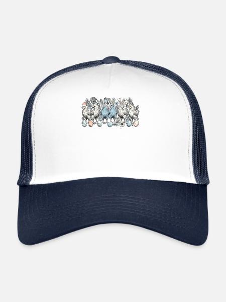 Poules de Pâques poussins Lapins de Pâques rétro - Casquette trucker  - blanc/marine - Devant