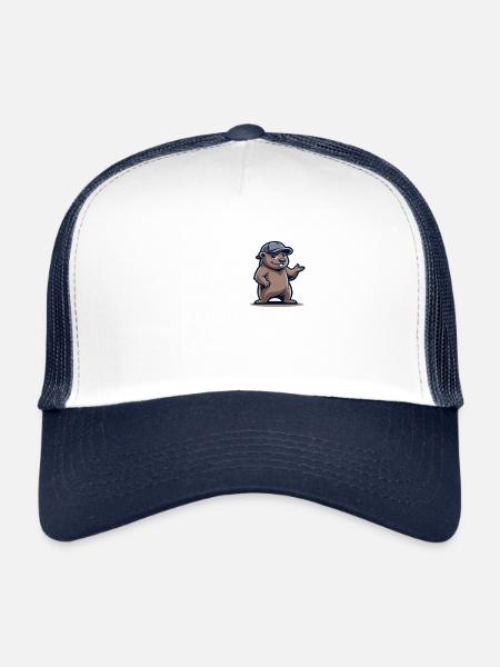 Qui creuse une fosse pour les autres - Drôle de dicton de bâtiment - Casquette trucker  - blanc/marine - Devant