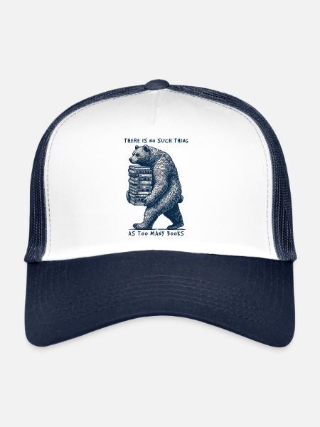 Funny book lover bear statement for book fan - Trucker Cap - white/navy - Front