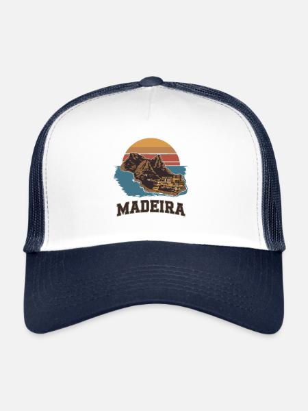 île de Madère illustration coucher de soleil - Casquette trucker  - blanc/marine - Devant