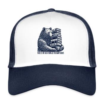 Book club meets funny book lover bear look - Trucker Cap - white/navy - Front