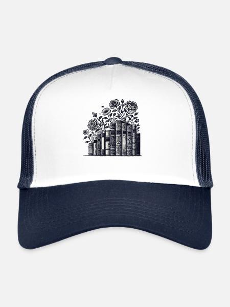 Bookworm Bookworm Book Lover in Cottagecore - Trucker Cap - white/navy - Front